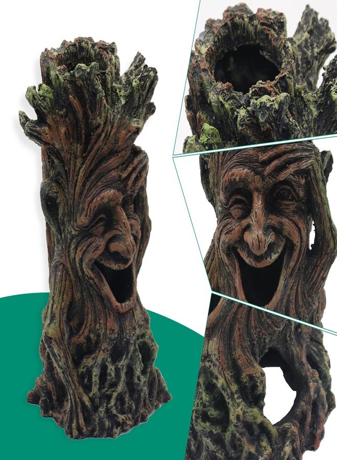 Abustle pig Fish Tank Tree Trunk Aquarium Decoration,Smiling Tree Ornament Resin Hollow Stump Root Hideout Cave Ornaments for Betta Sleeping Resting Playing Hiding - Image 5